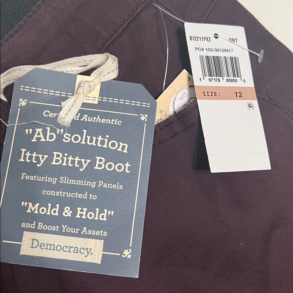 Democracy Ryland Itty Bitty Boot Cut Deep Purple Jeans Size 12 - Picture 10 of 10